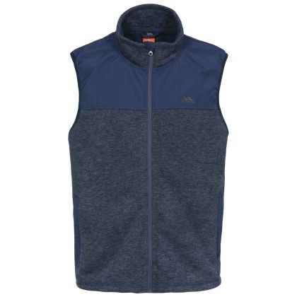 Leafminer Men's Gilet Fleece in Navy, Front view on mannequin