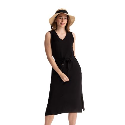 Trespass Womens Casual Dress Loretta in Black, Front view on mannequin
