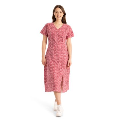 Womens Printed Midi Dress Lula in Claret Print