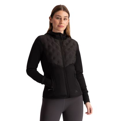 Trespass Women's Active Hybrid Jacket Marney in BLACK, Front view on mannequin