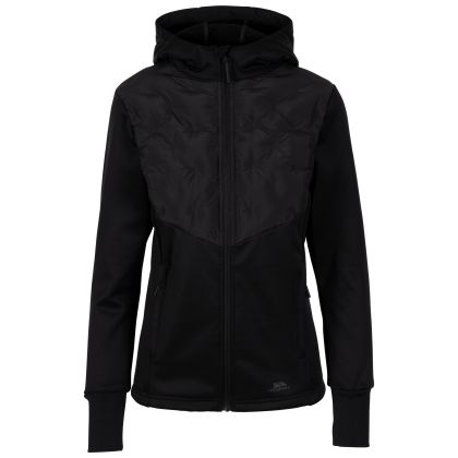 Trespass Women's Active Hybrid Jacket Marney in BLACK, Front view on mannequin