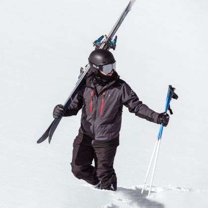 Men s Ski Jacket Matthews in DARK GREY, Front view on mannequin