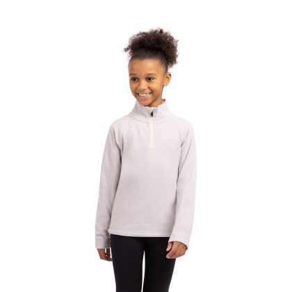 Trespass Girl's Fleece Jacket Meadows in PALE GREY, Front view on mannequin