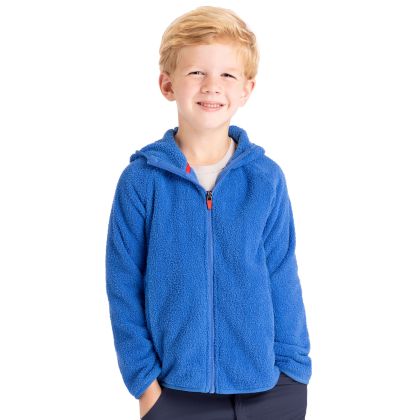 Kids Fleece Minally in Blue, Front view on model