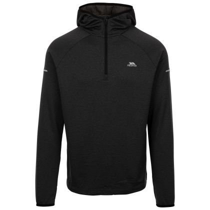 Mens Active 1/4 Zip Hoodie Montgo in Black, Front view on mannequin