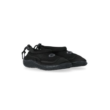 Trespass Unisex Aqua Shoes in Black Paddle, Angled view of footwear