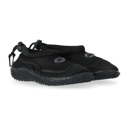 Trespass Unisex Aqua Shoes in Black Paddle, Angled view of footwear