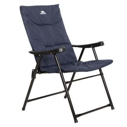 Trespass Folding Padded Camping & Garden Deck Chair Paddy in Navy, Angled view of chair
