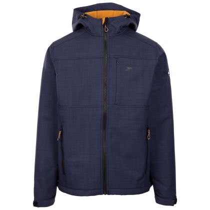 Trespass Mens Softshell Jacket Piber in Navy Marl, Front view on mannequin