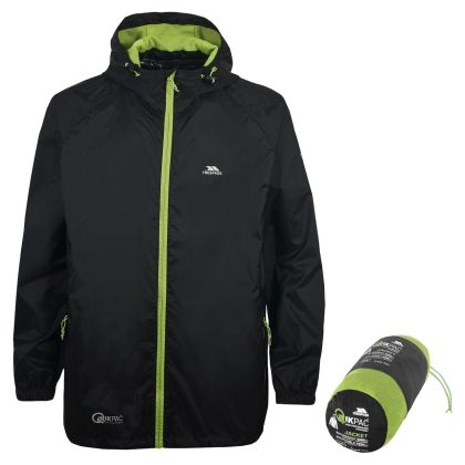 Trespass Adults Waterproof Packaway Jacket in Black Qikpac