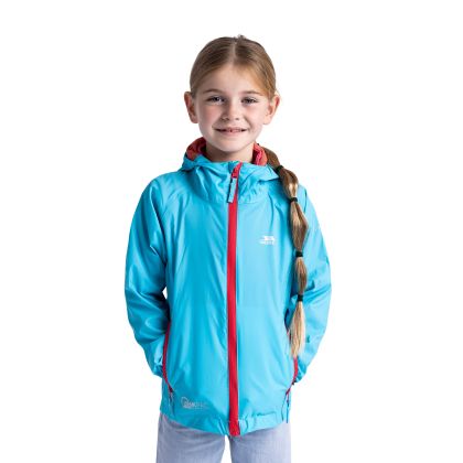 Qikpac Kids' Waterproof Packaway Jacket in Light Blue, Front view on mannequin