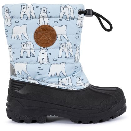 Trespass Kids' Snow Boots Remy in POLAR BEAR PRINT, Front view of footwear