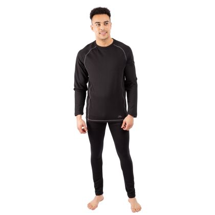 Adults' Base Layer Set Sandler in BLACK, Back view on model