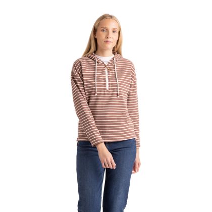 Womens Casual Hoodie Softly in Chestnut, Back view on model