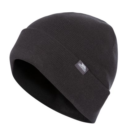 Stines Adults' Beanie Hat in Black, Hat at angled view