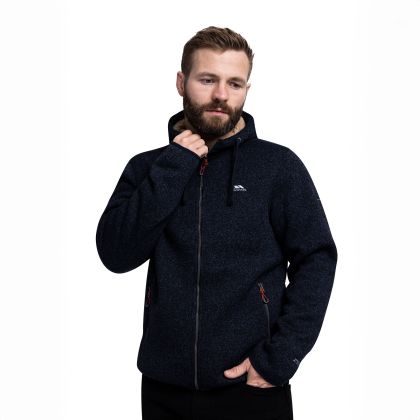Trespass Men's Fleece Hoodie in Navy Marl Tableypipe, Front view on mannequin