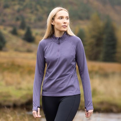 Womens Antibacterial Top Theresa in Wisteria Marl, Front view on mannequin