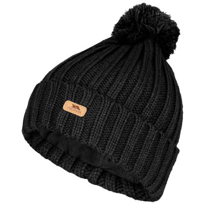 Thorns Adults' Bobble Hat in Black, Hat at angled view