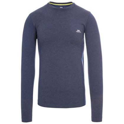 Timo Men's Long Sleeve Active Top in Navy, Front view on mannequin