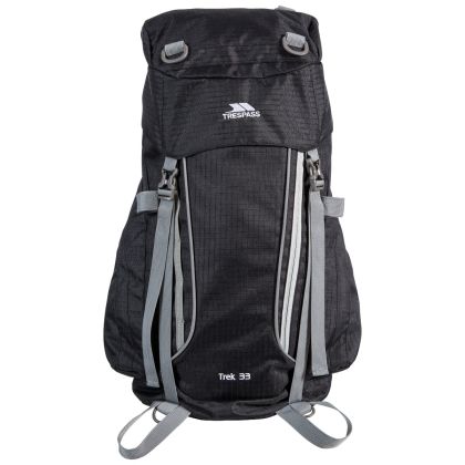 Trek 33L Rucksack in Black, Back view