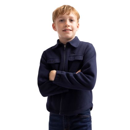 Kids Casual Fleece Shacket Westunder in Navy