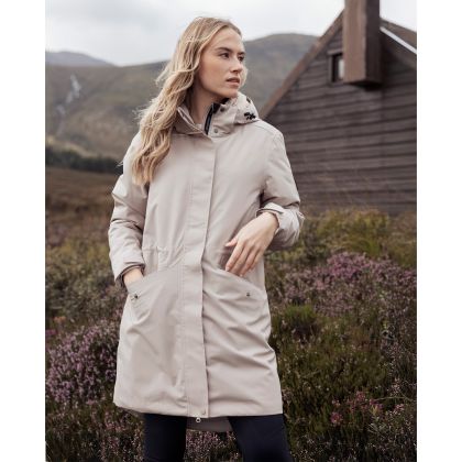 Womens Rainwear Jacket Deborah in Sand, Front view on mannequin